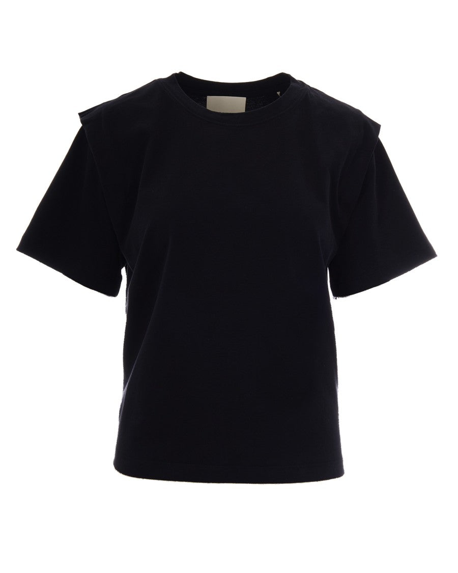 Isabel Marant Structured Black Cotton T-Shirt With Puffed Shoulders