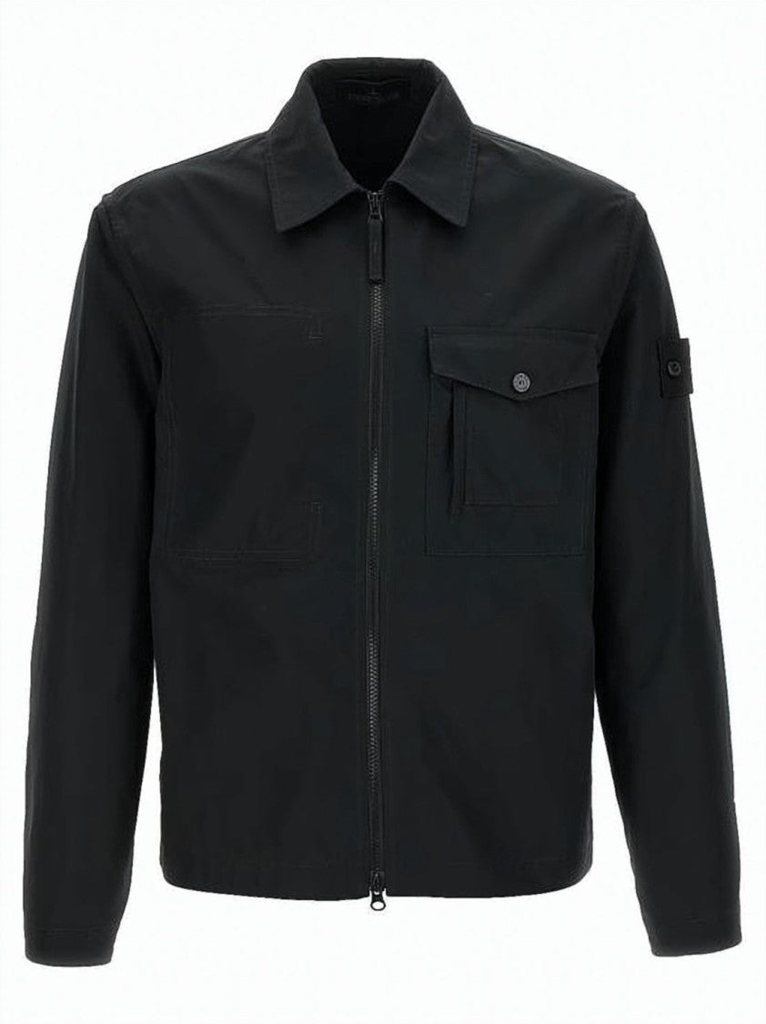 Stone Island Black Jacket With Front Zipper