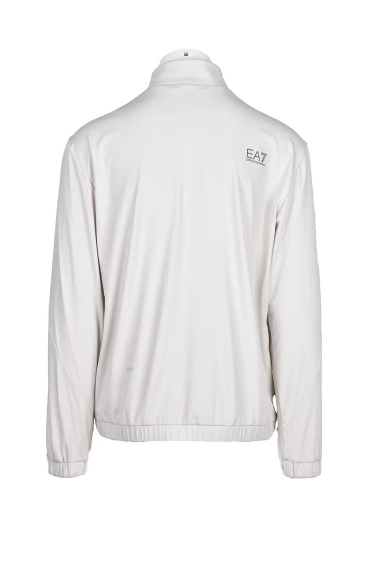 Ea7 Emporio Armani Light Grey Polyamide Elastane Men's Zip Sweatshirt