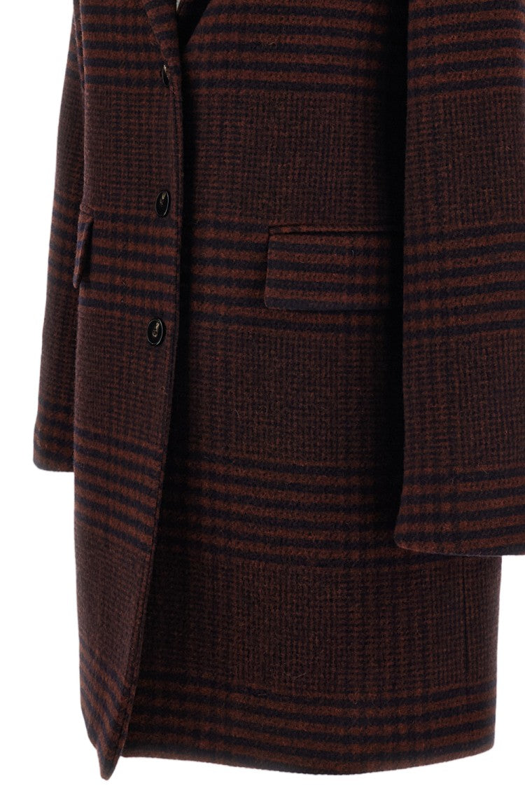Alberto Biani Checked Wool Single-Breasted Coat