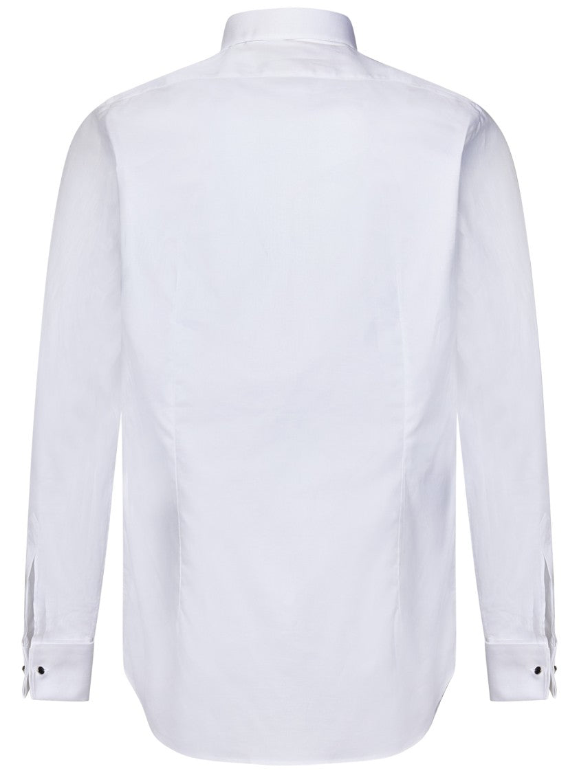 Franzese Collection Tuxedo-Style White Shirt With Exquisite Embroidery