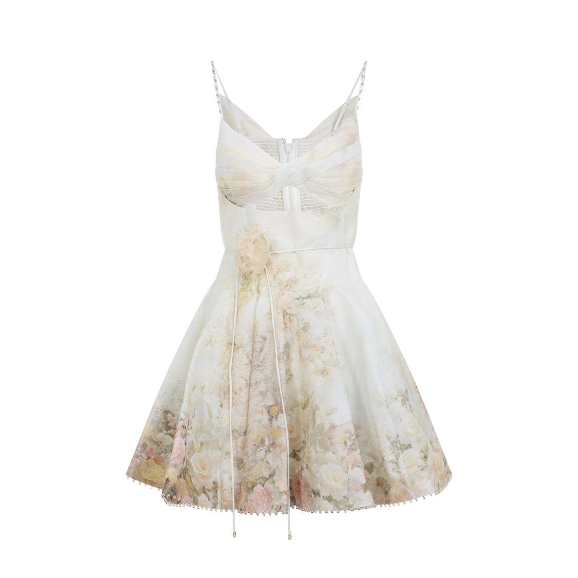 Zimmermann A-Line Mini Dress With Spaghetti Straps And Floral Print