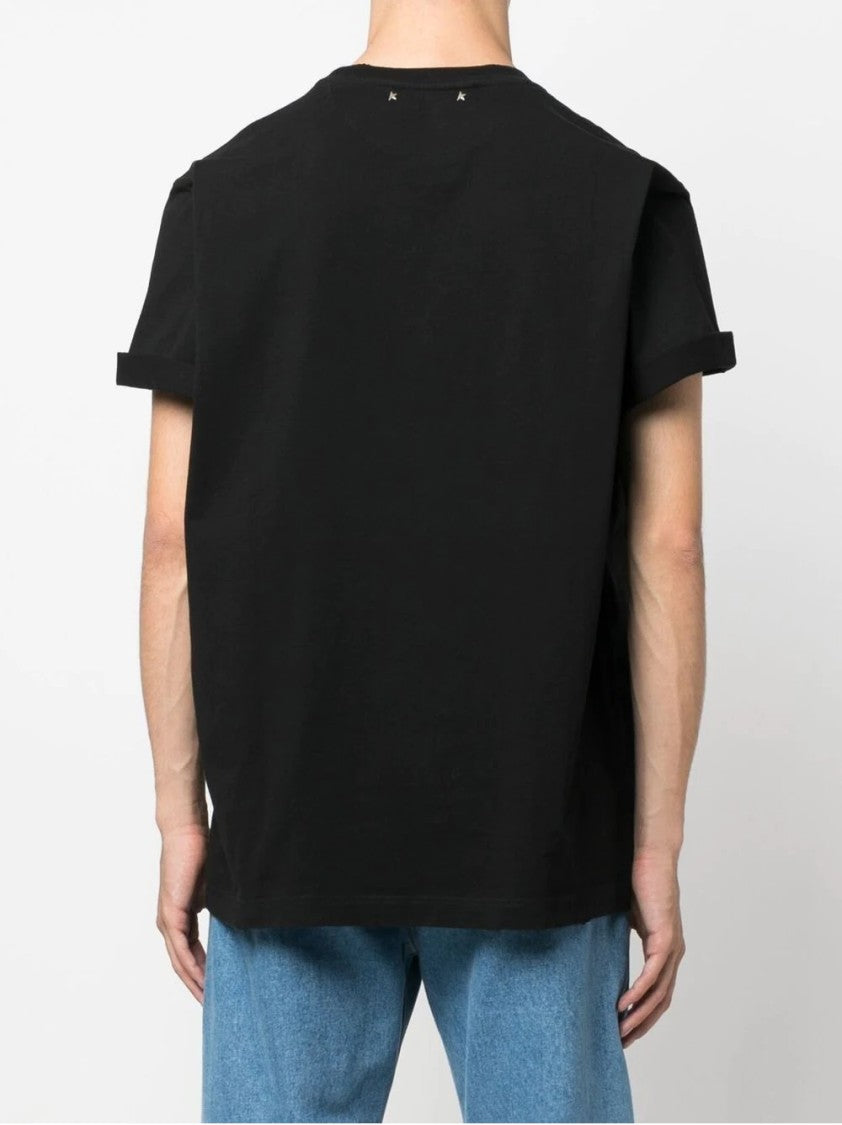 Golden Goose Black Cotton T-Shirt With Subtle Detailing