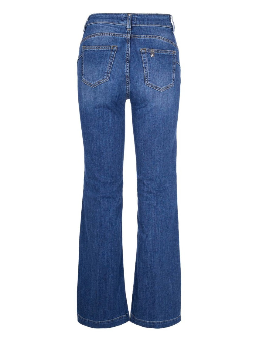 Liu Jo Flared Blue Jeans With Button Details