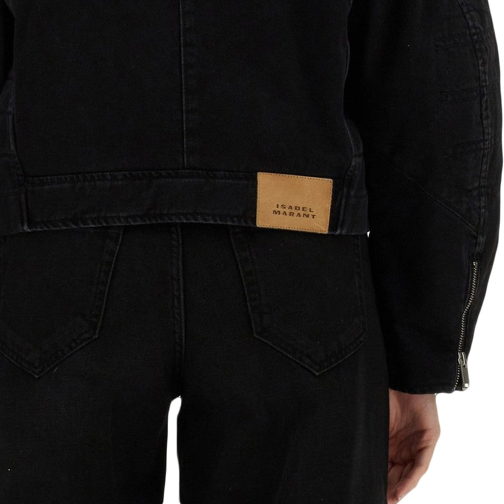 Isabel Marant Cropped Black Denim Jacket With Boxy Silhouette