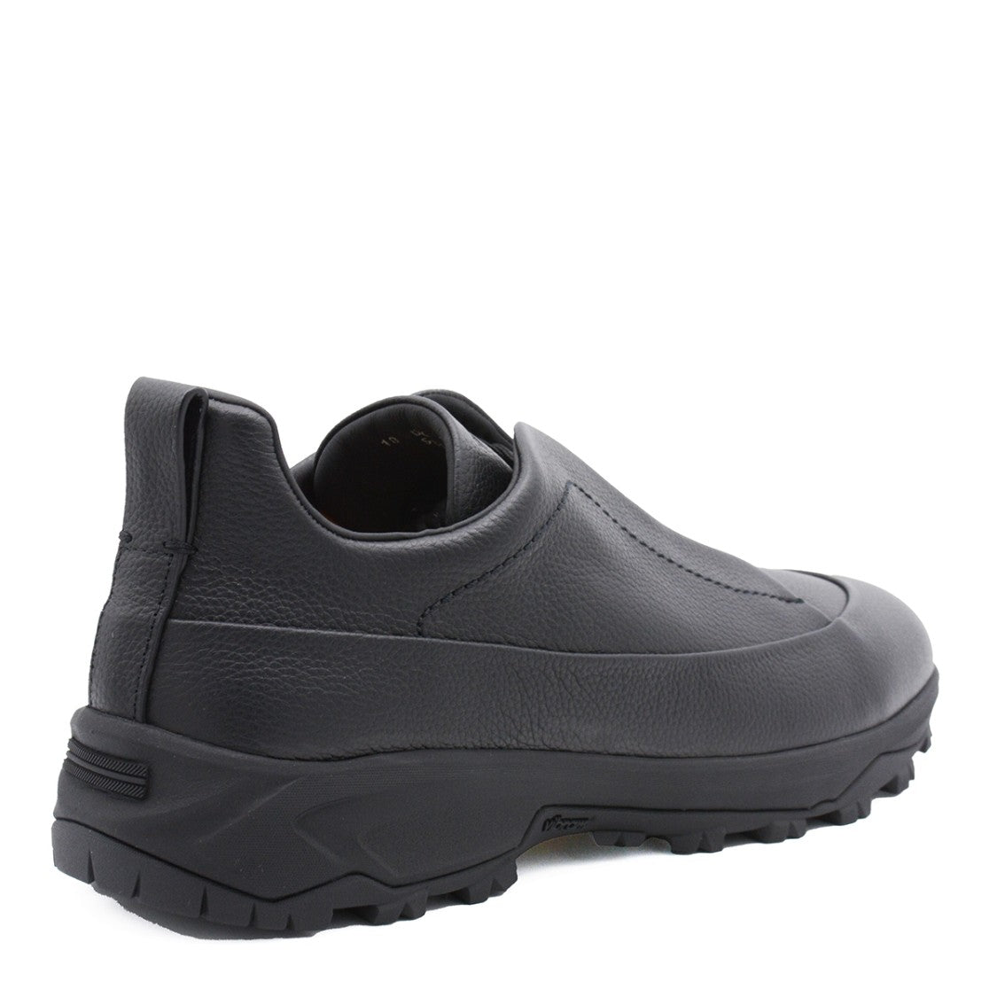 Zegna Black Leather Monte Sneakers With Slip-On Design