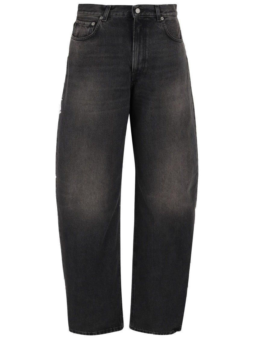 Haikure Washed Dark Grey Jeans With Classic Five-Pocket Design