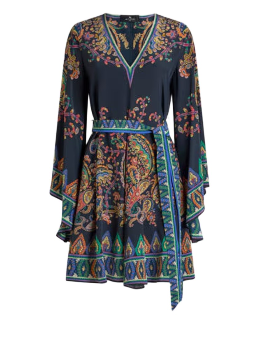 Etro Dark Blue Paisley Mini Dress