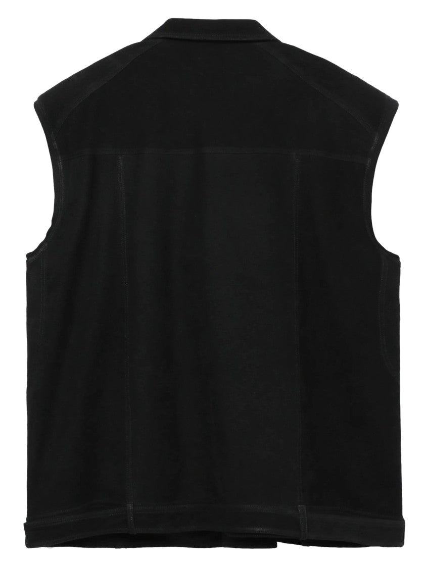 Rick Owens Classic Sleeveless Black Leather Biker Vest