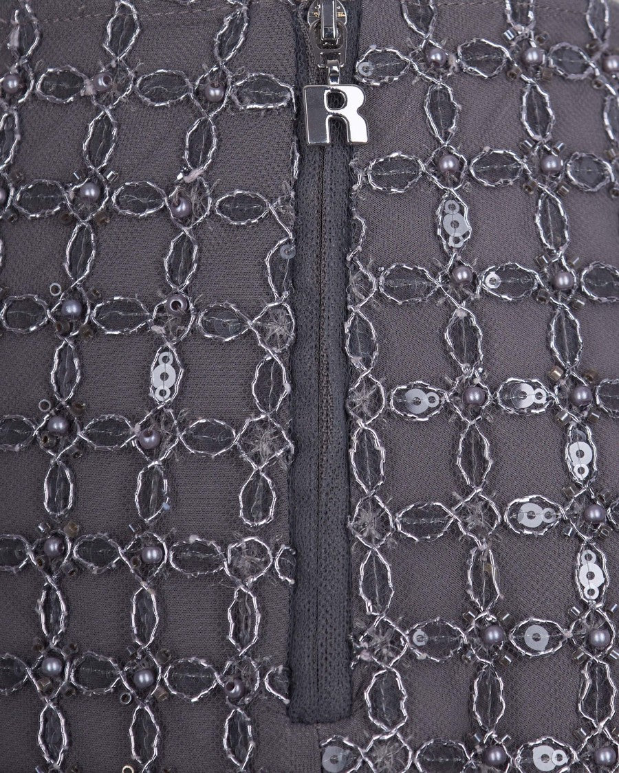 Rotate Castor Gray Beaded Mini Skirt