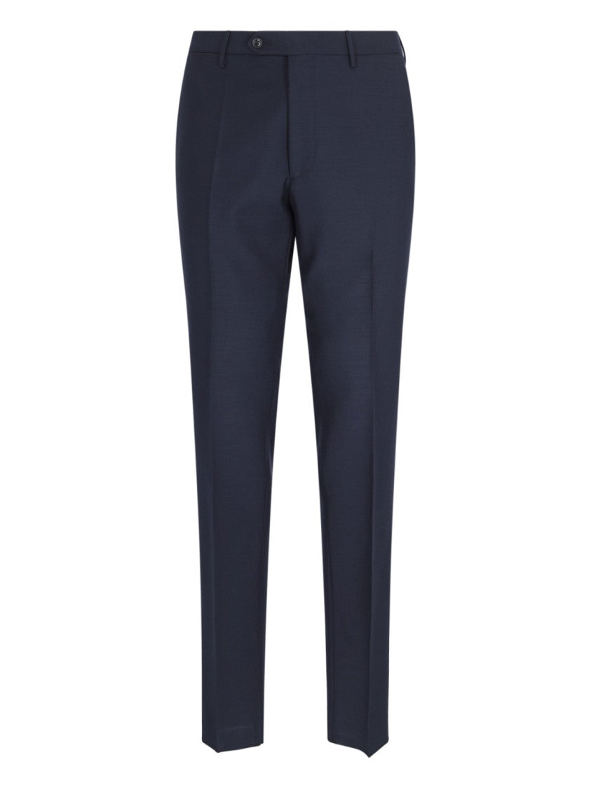 Tagliatore Blue Single Breasted Wool Blend Straight Suit