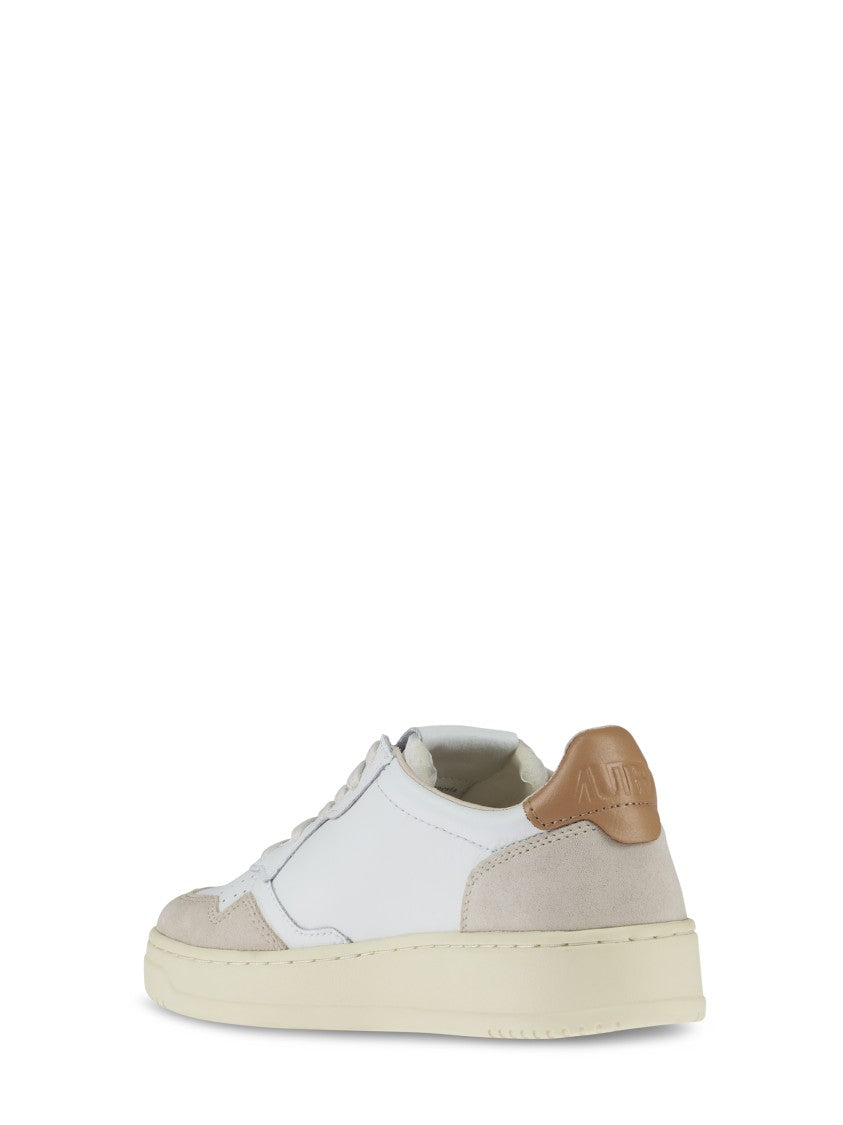 Autry White Leather Sneakers With Beige Suede Accents