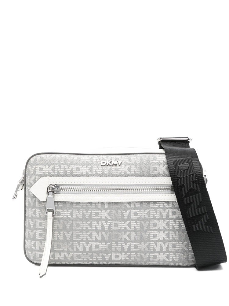 Dkny Rectangular Logo Pattern Shoulder Bag With Adjustable Strap
