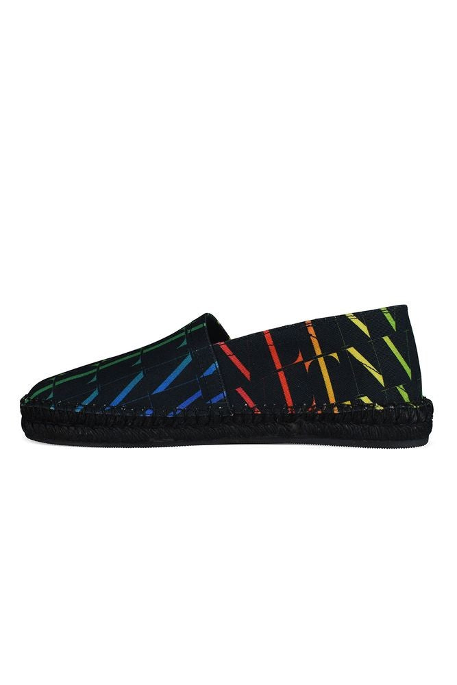 Valentino Garavani Multicolored Logo Print Espadrilles With Foldable Counter
