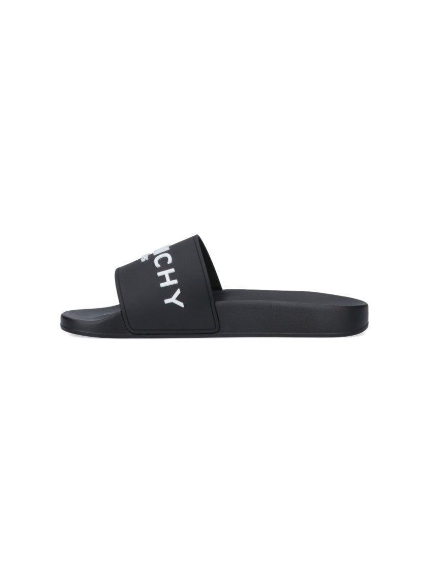 Givenchy Black Rubber Logo Slide