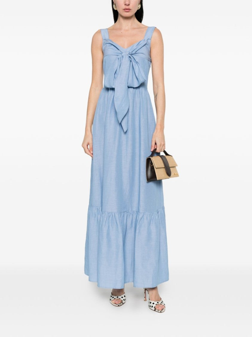 Liu Jo Light Blue Bow Ruffled Day Dress