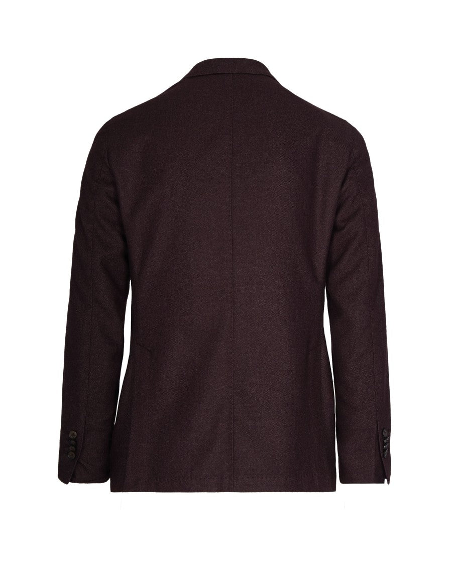 L.B.M. 1911 Single-Breasted Burgundy Blazer With Cashmere Blend And Pocket Details