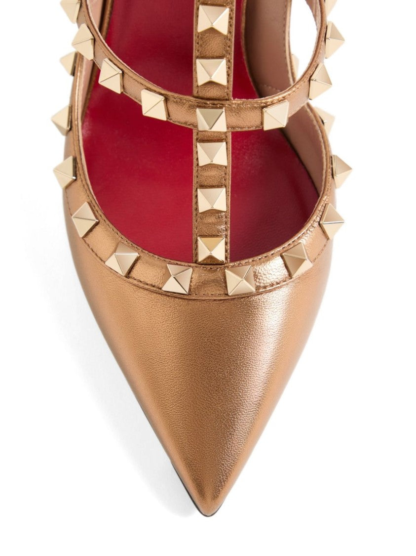 Valentino Garavani Black Pointed-Toe Slingback Pyramid Studs Pumps