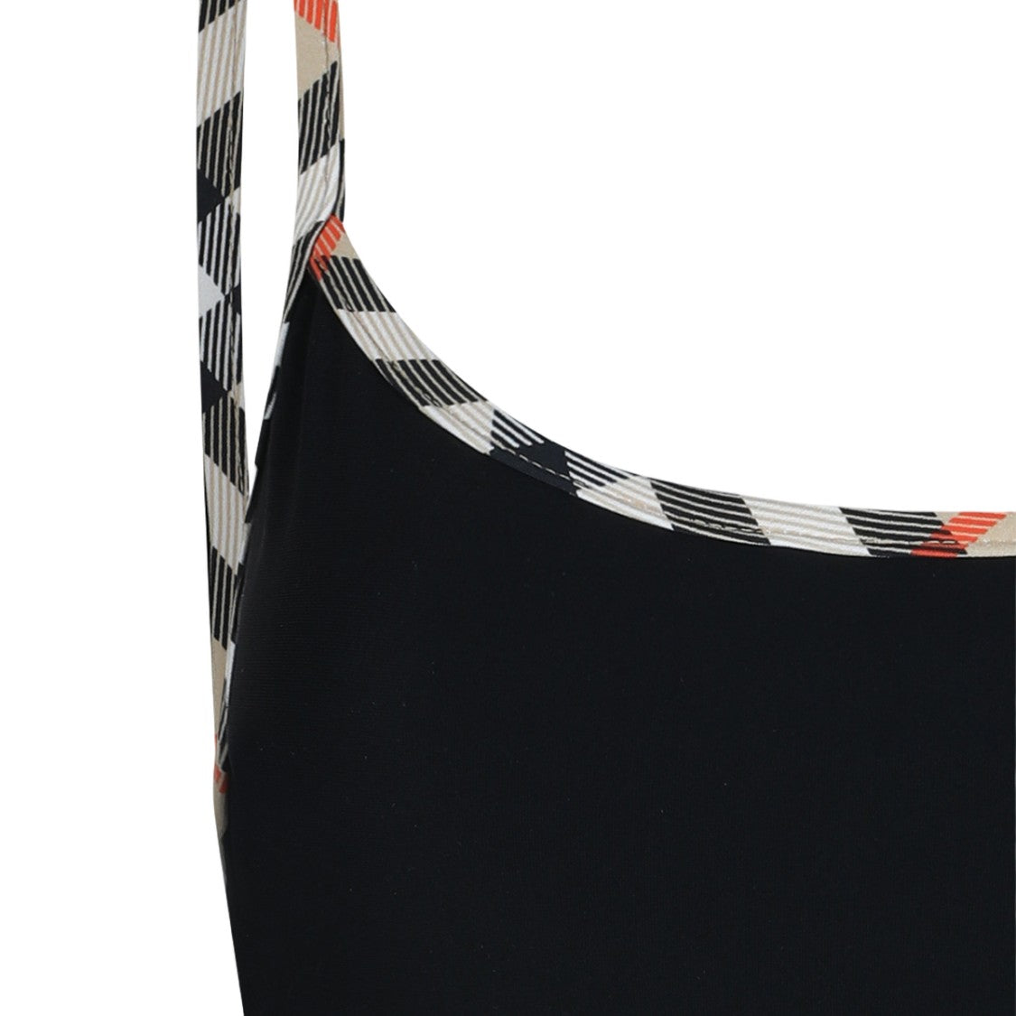 Burberry Black One-Piece Swimsuit With Check Trim