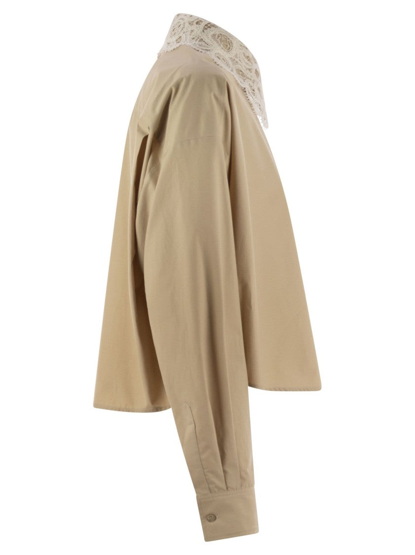 Fabiana Filippi Cropped Shirt With Lace Collar