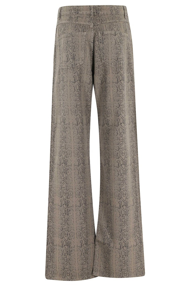 Federica Tosi Brown Python Denim Five-Pocket Cotton Jeans