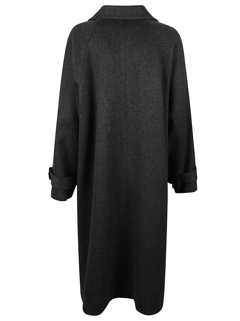 Anaii Dark Grey Knee-Length Balmacaan Coat With Classic Collar