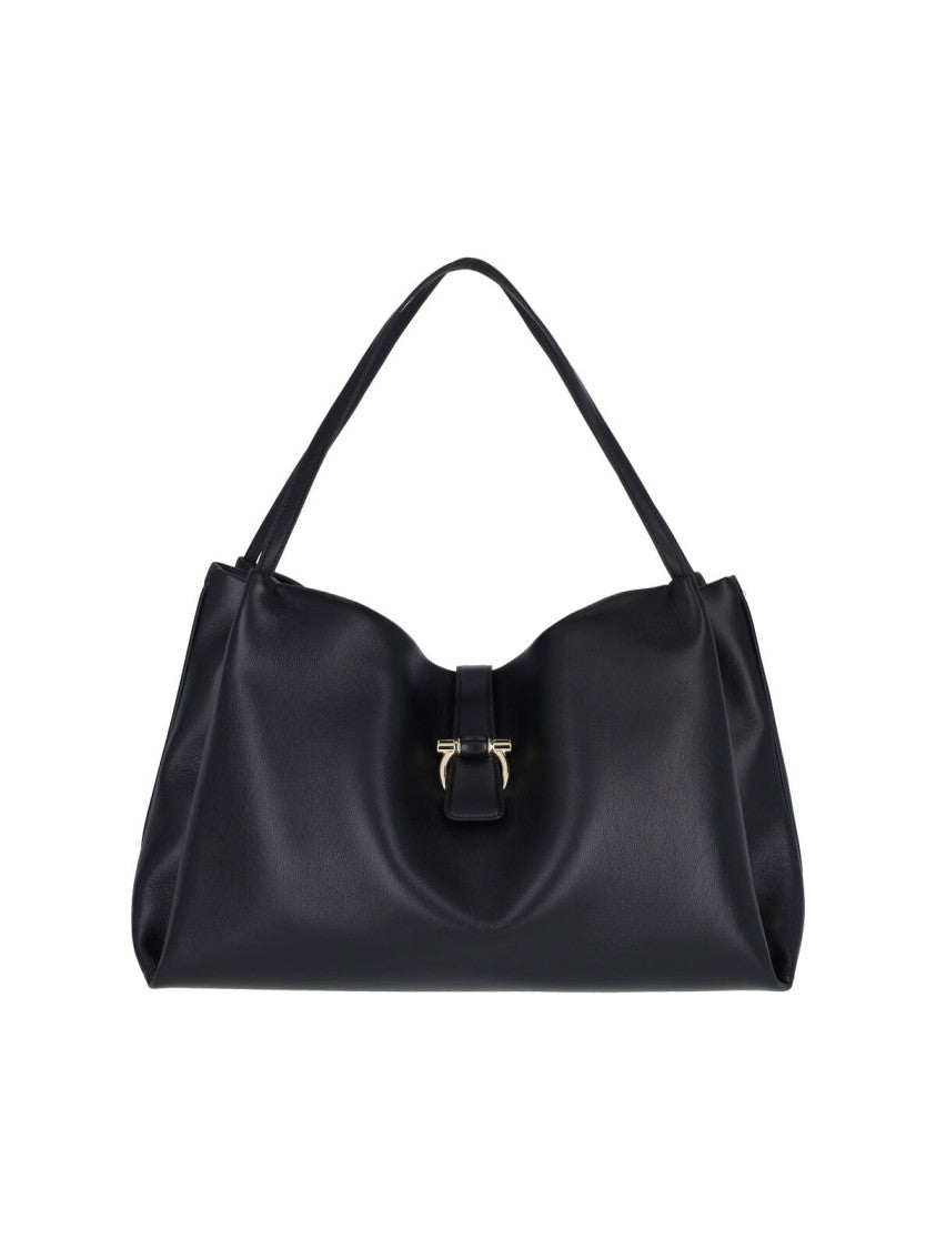 Ferragamo "Gancini" Medium Tote Bag Black