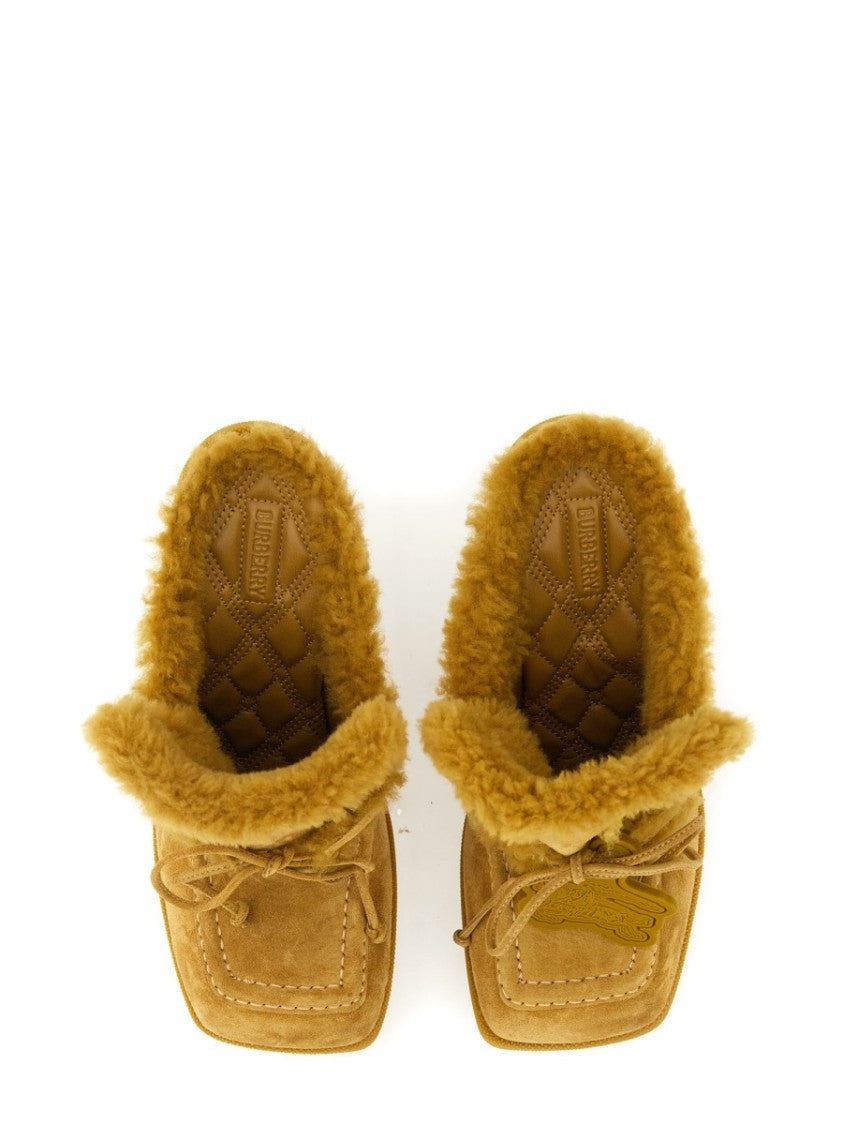 Burberry High Heel Calf Suede Mules