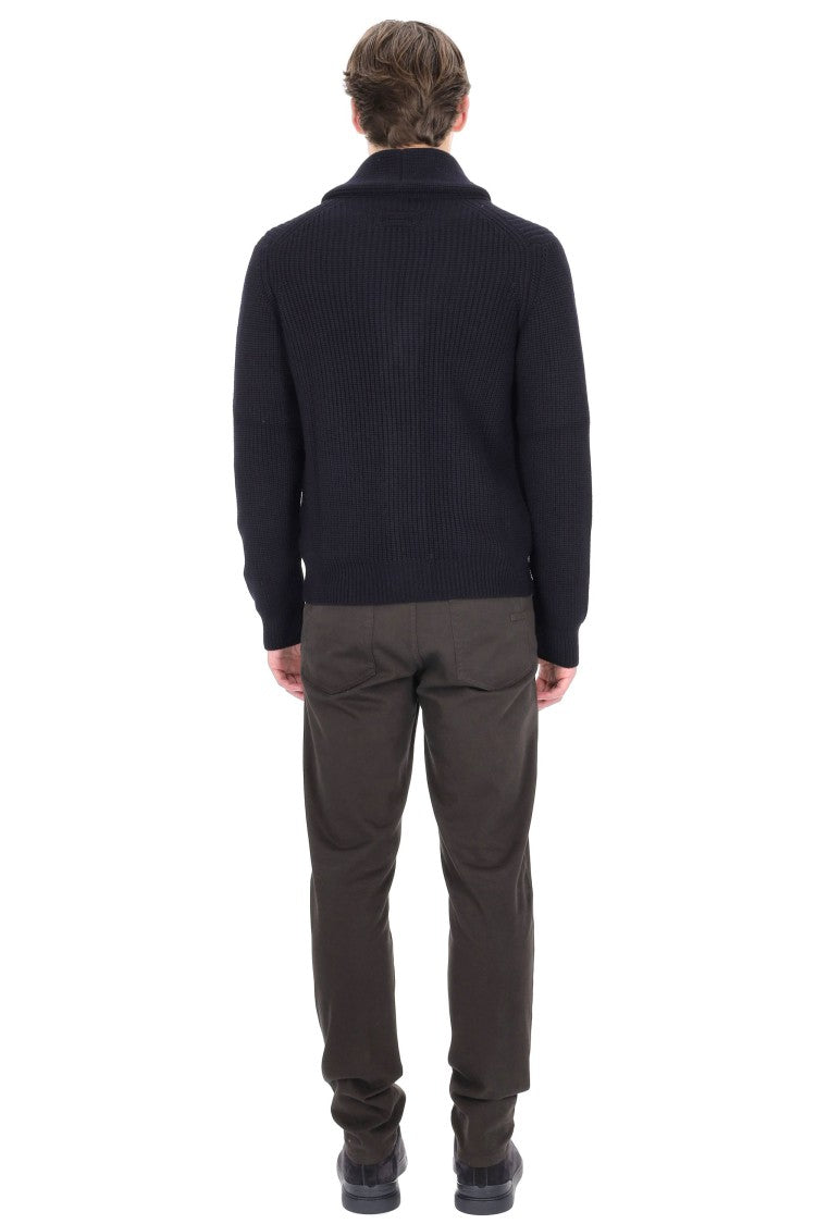 Drumohr Merino Wool Shawl-Collar Cardigan
