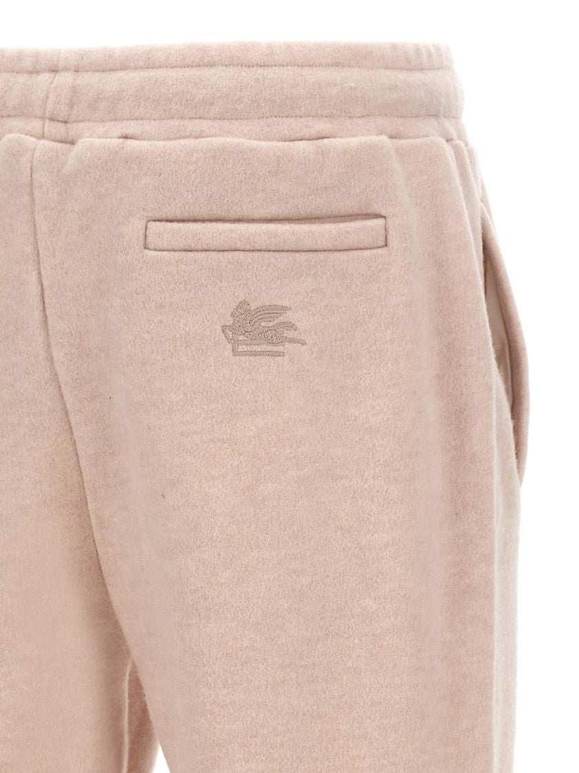 Etro Wool Blend Joggers With Embroidered Logo And Drawstring Waist