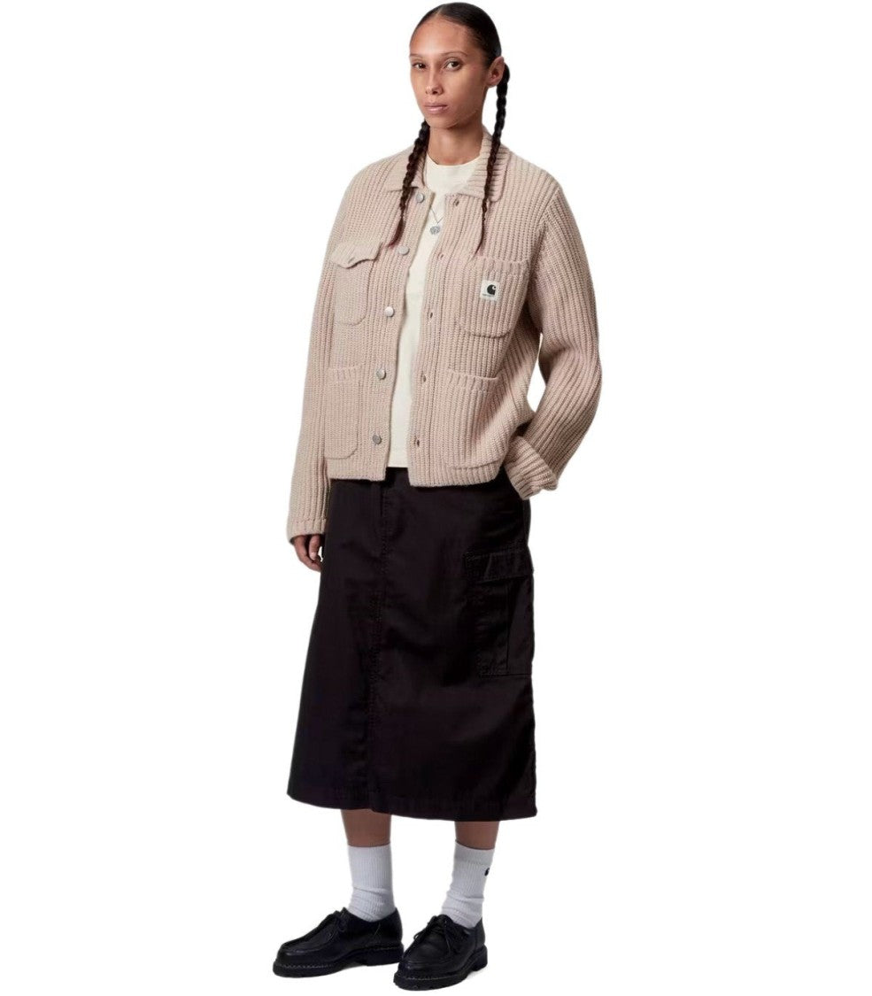 Carhartt Wip Ribbed Knit Cardigan With Shirt Collar And Front Pockets