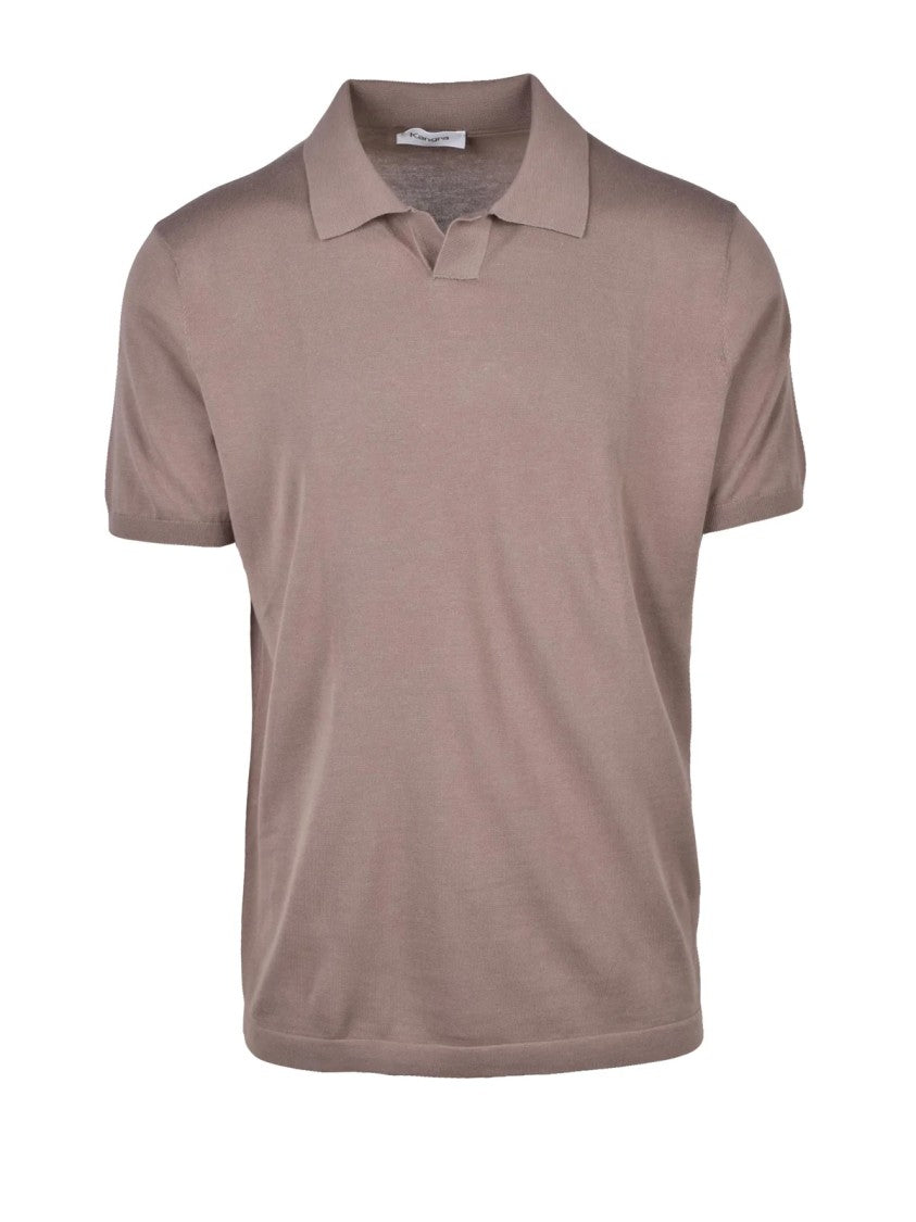 Kangra Grey V-Notch Knit Polo Shirt
