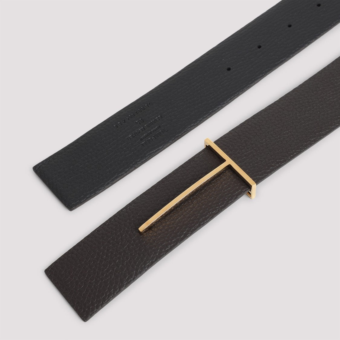 Tom Ford Calf Leather Belt With Rectangle Gold-Tone Buckle