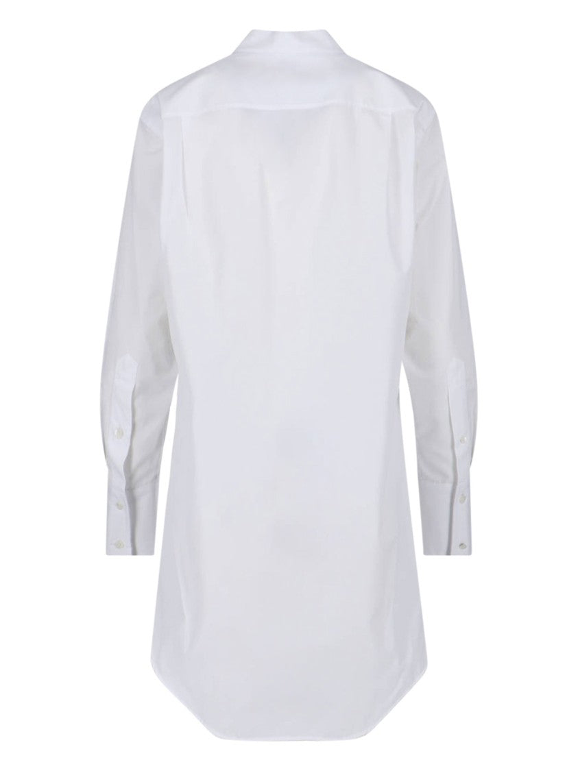 Maison Margiela White Poplin Front Tie Mini Dress