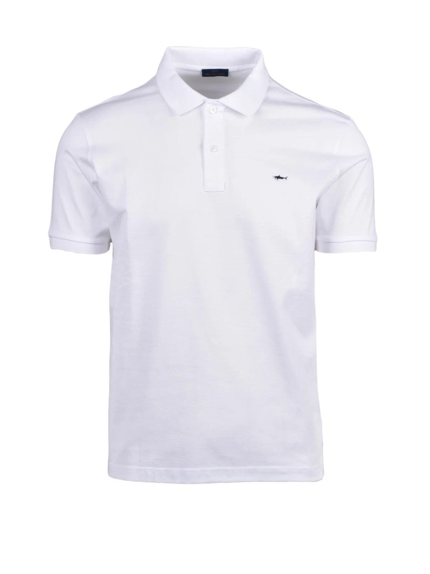 Paul & Shark White Cotton Embroidered Polo Shirt