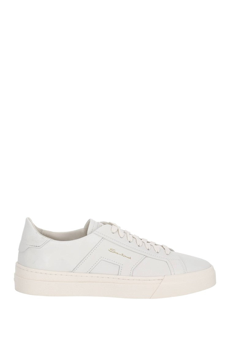 Santoni Double Buckle Leather Sneakers