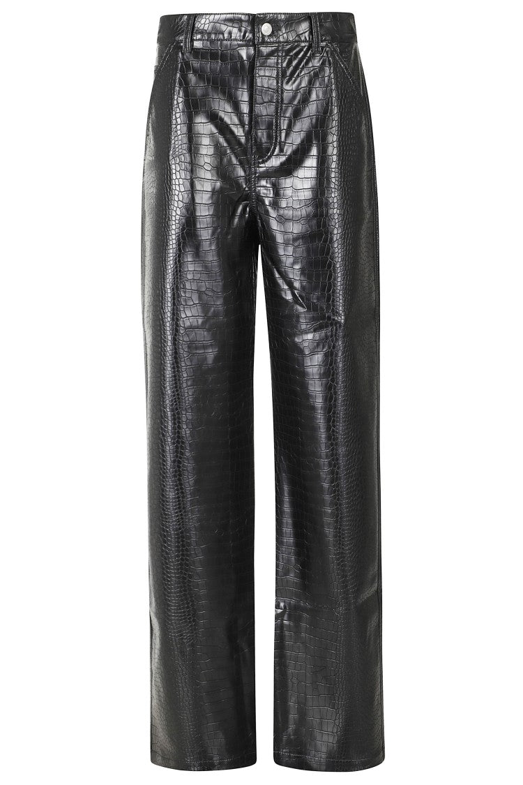 Des Phemmes Black Glossy Crocodile Pvc Cargo Pants