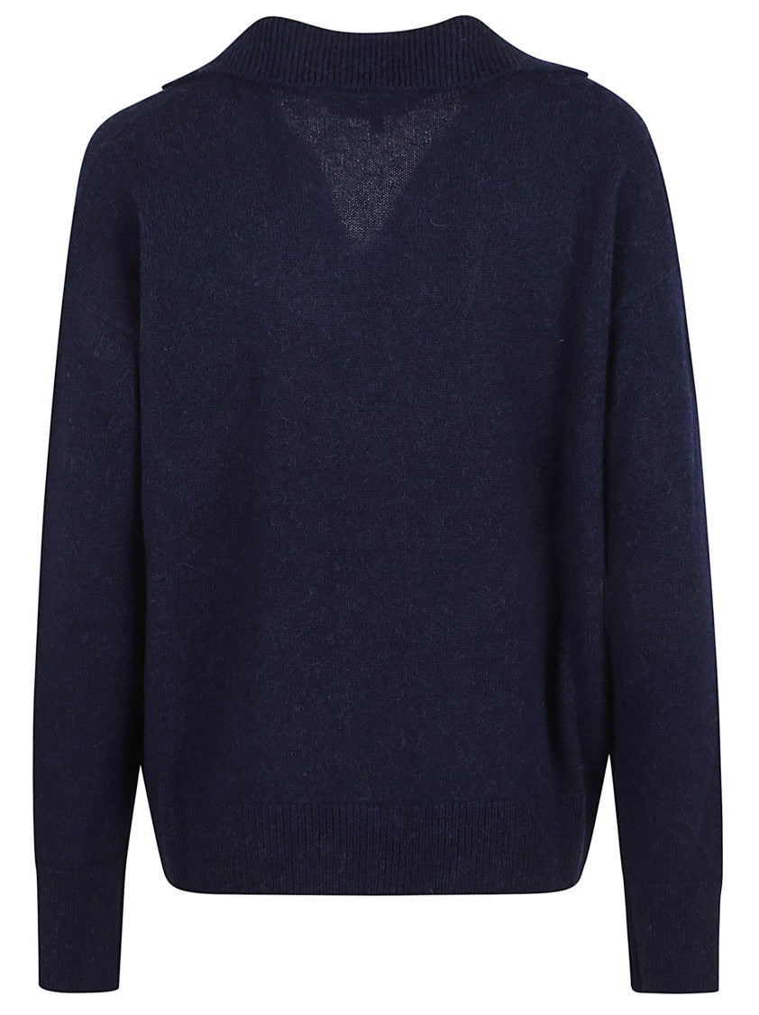 Antonelli Lightweight Long-Sleeved V-Neck Top With Ribbed Cuffs