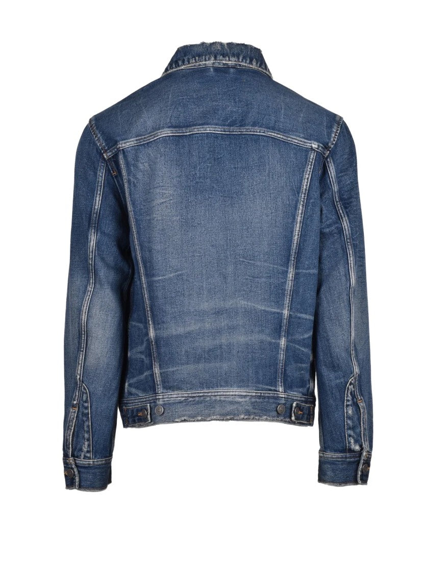 Diesel Medium Blue Wash Denim Jacket With Button Closure And Practical Pockets