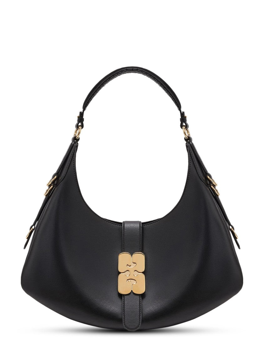 Ganni Crescent-Shaped Handbag In Recycled Leather