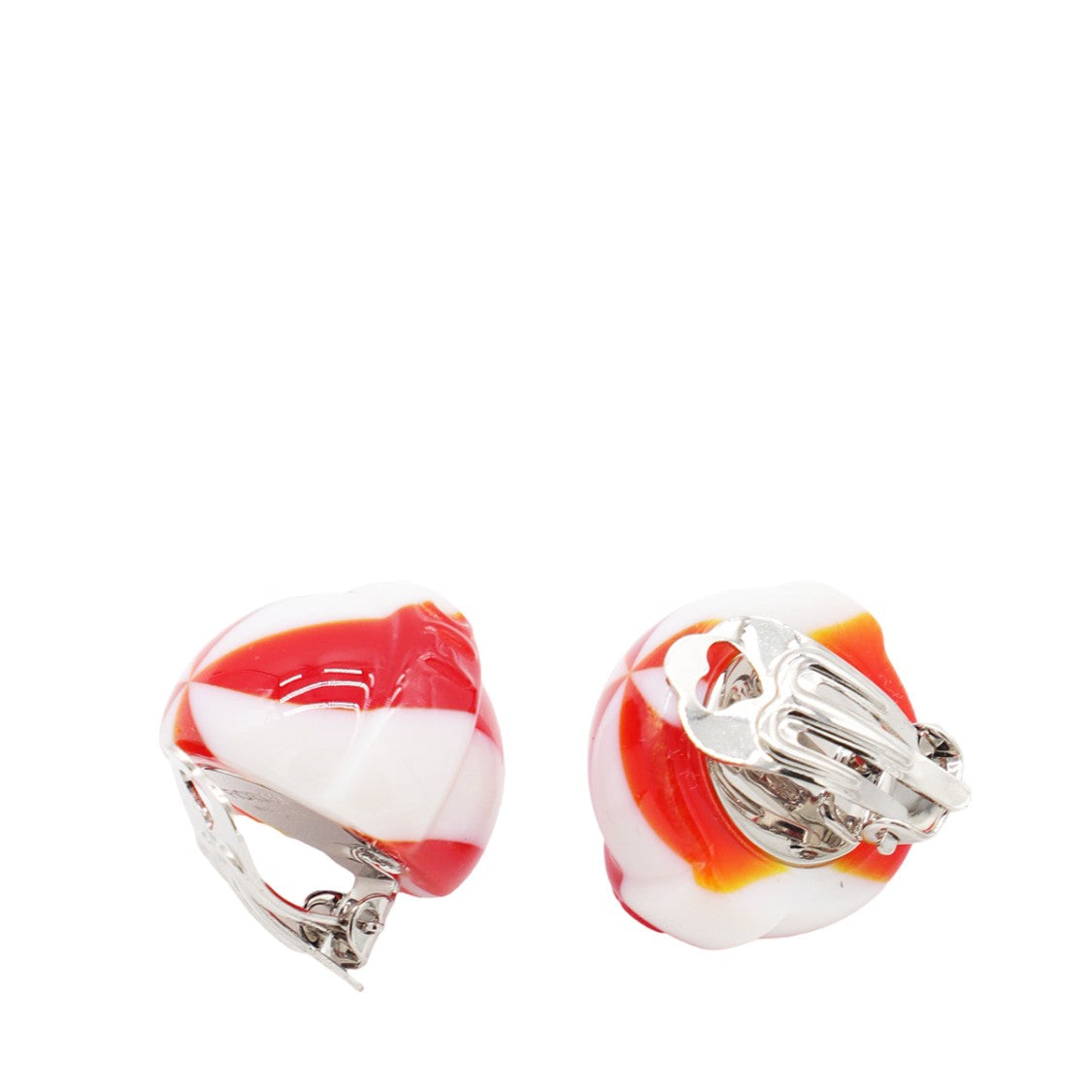 Fiorucci Round Clip-On Earrings With Candy-Striped Design
