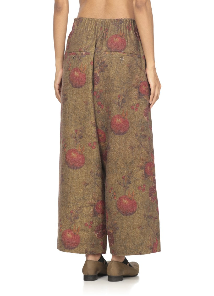 Uma Wang Wide-Leg Pants With Contrasting Floral Motifs