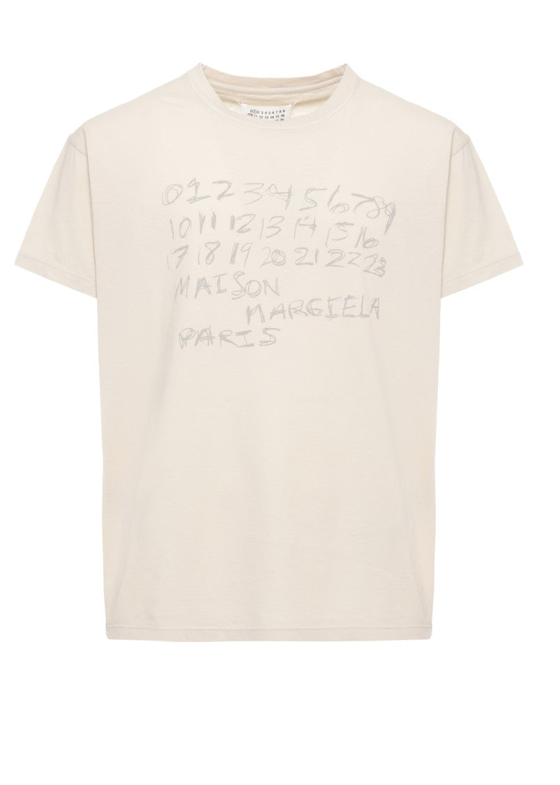 Maison Margiela Beige Printed Cotton T-Shirt