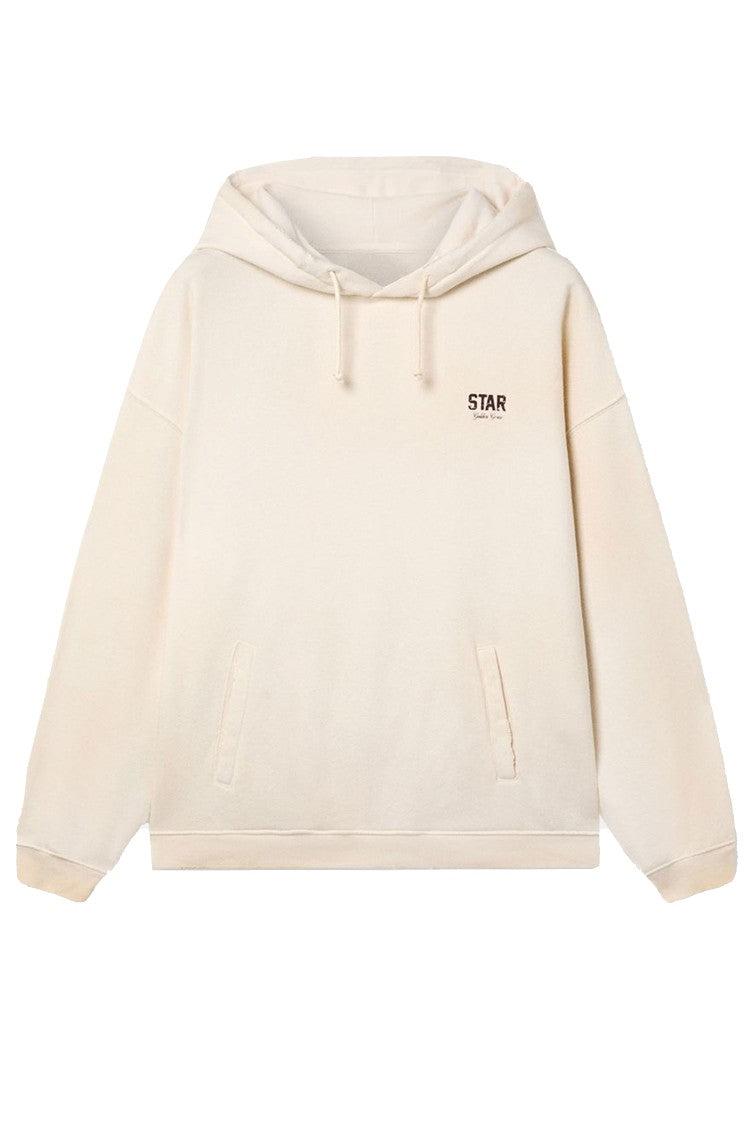 Golden Goose Ivory Distressed Oversized Hoodie With Logo Print