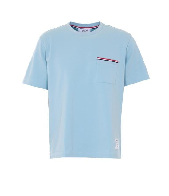 Thom Browne Light Blue Short-Sleeve T-Shirt With Classic Crew Neckline