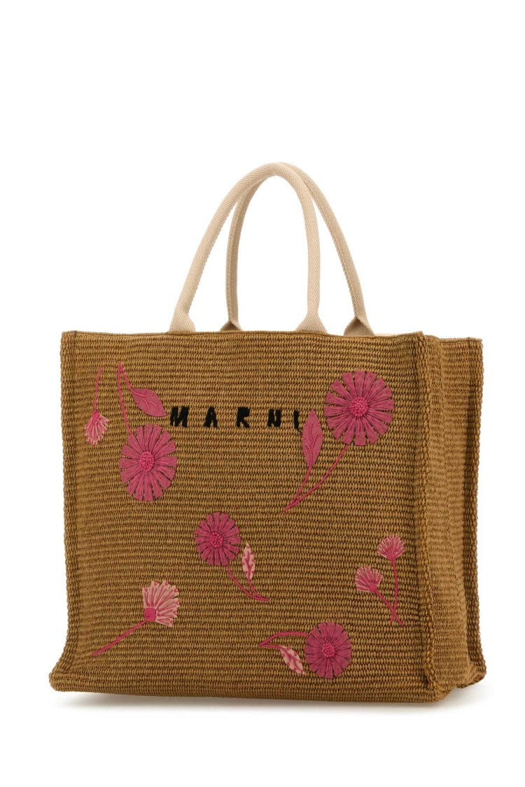Marni Caramel Raffia Shopping Bag
