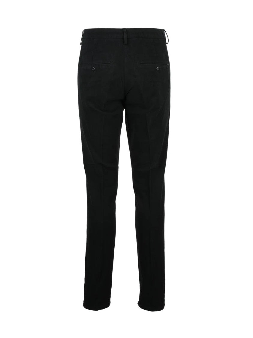 Dondup Black Gaubert Minimalist Modal-Cotton Blend Trousers