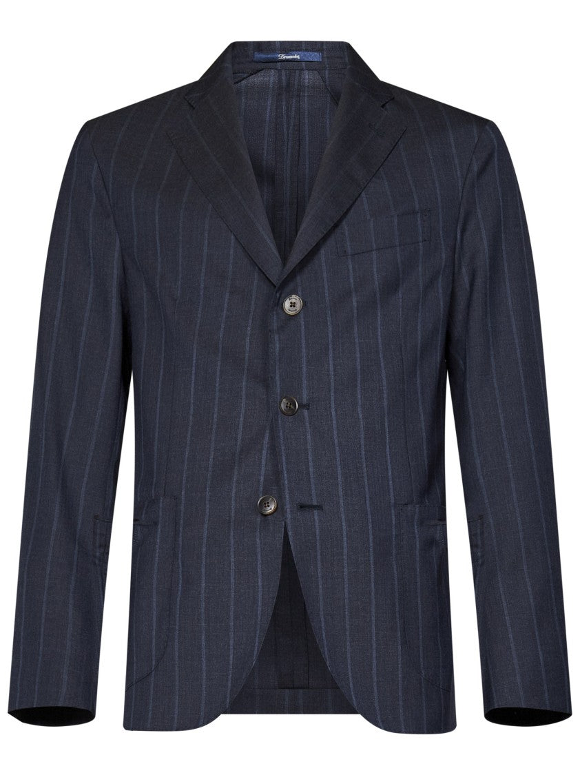 Drumohr Navy Blue Virgin Wool Pinstripe Suit