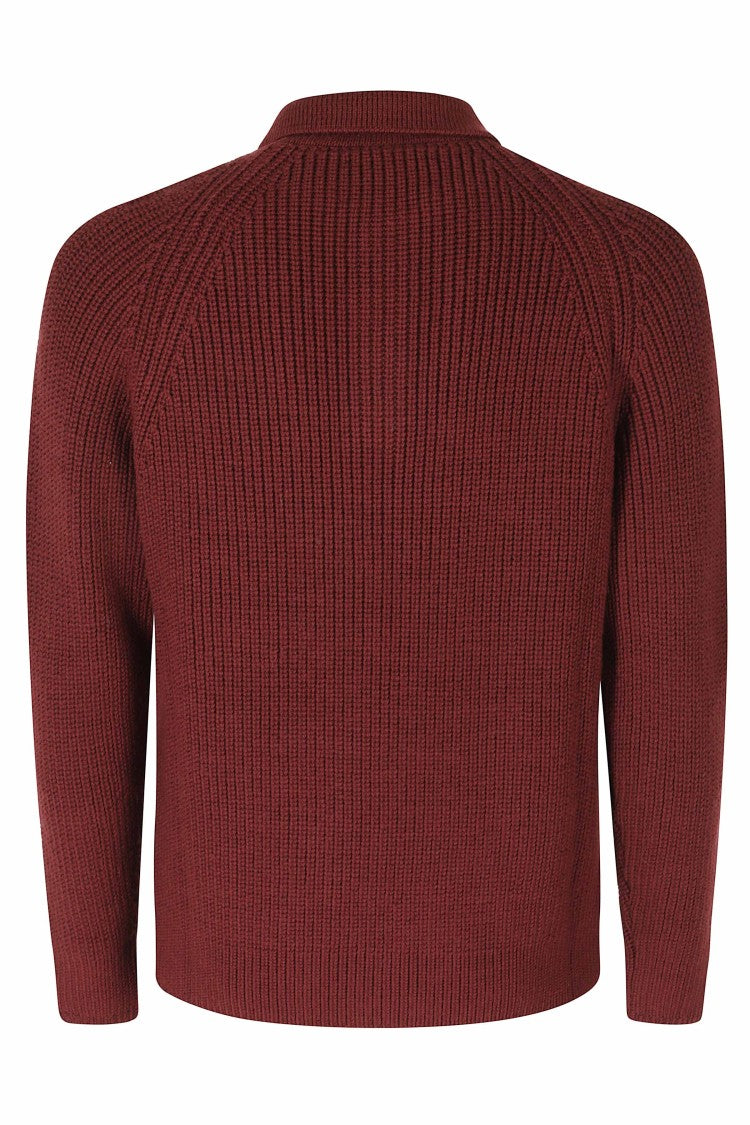 Circolo 1901 Bordeaux Ribbed Wool Polo Sweater