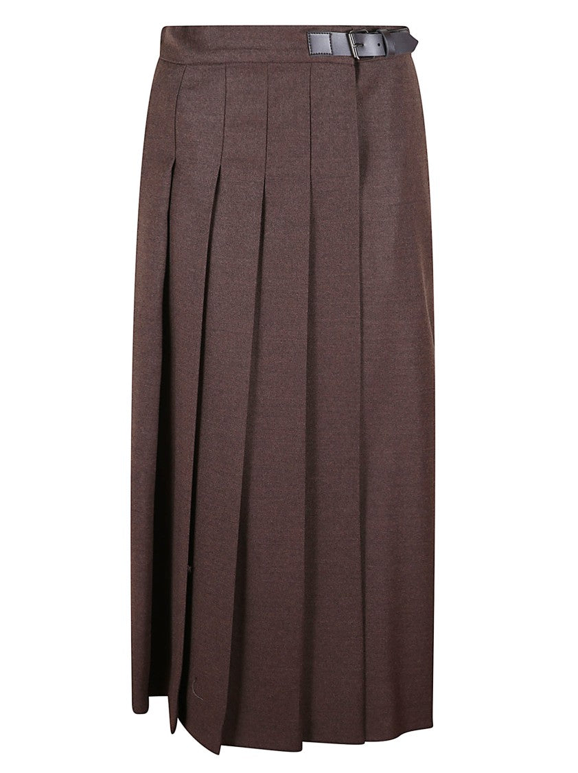 Max Mara Wrap Midi Skirt With Pleated Detailing